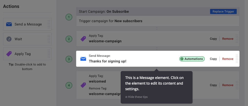 Welcome campaign template in aweber