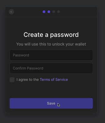 Create a password for the Phantom Wallet