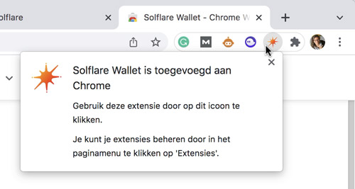 Using Chrome extension Solflare