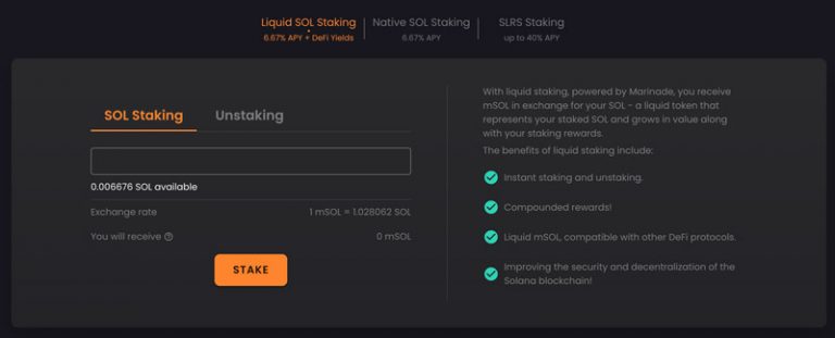 Staking Solflare