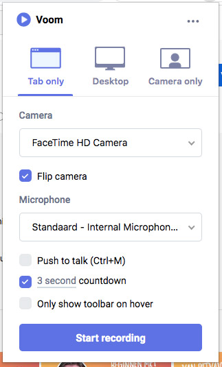 Screen recording with Vadoo Chrome extension
